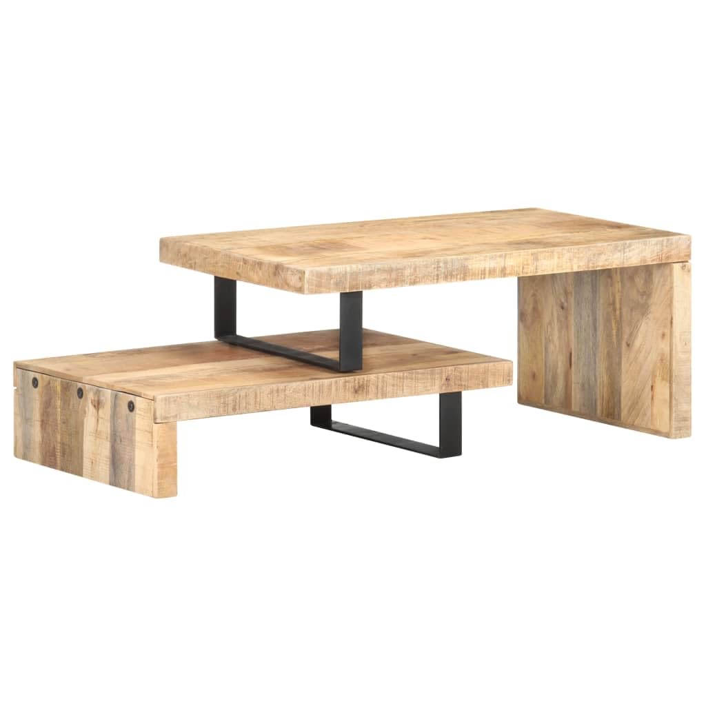 2 Piece Coffee Table Set - Solid Mango Wood, Modern Living Room Furniture for Small Spaces - Perfect for Apartments, Condos & Cozy Homes
