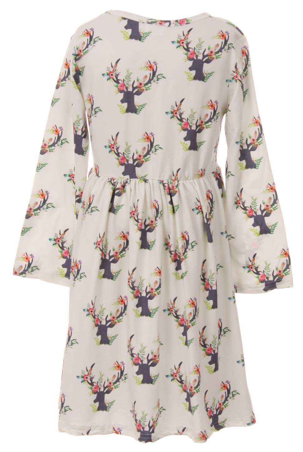 Little Girl Reindeer Floral Holiday Party Dress for Kids - Flower Girl Dress 2T-8 - Perfect for Christmas, Birthday Parties & Special Occasions