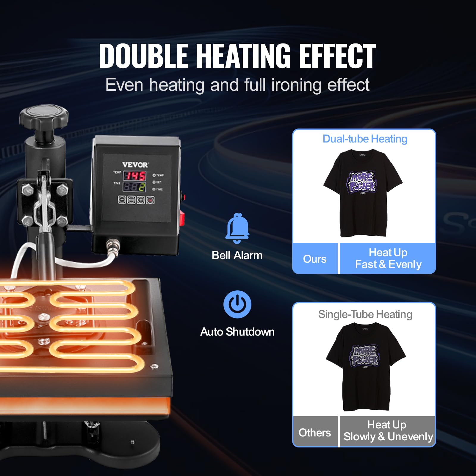 VEVOR 12x10 Inch Clamshell Heat Press Machine for Sublimation Transfer, 650W Digital LCD Control T-Shirt Printer for Vinyl, Bags, Garments, Mats & Puzzles - Perfect for DIY Craft, Custom Apparel & Small Business Printing