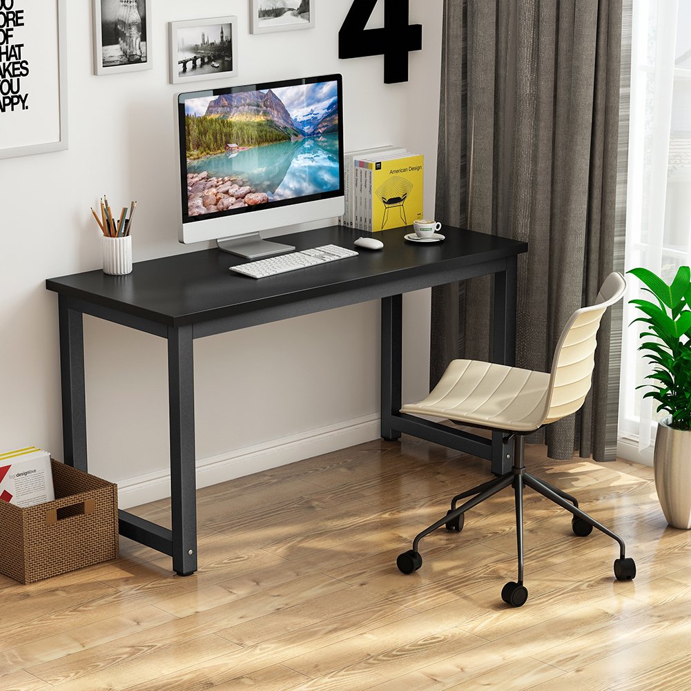 Tribesigns 55 Inch Large Computer Desk - Sturdy Office Desk with Black Frame for Home Office, Study, and Writing | Perfect for Work, Gaming, and Remote Learning