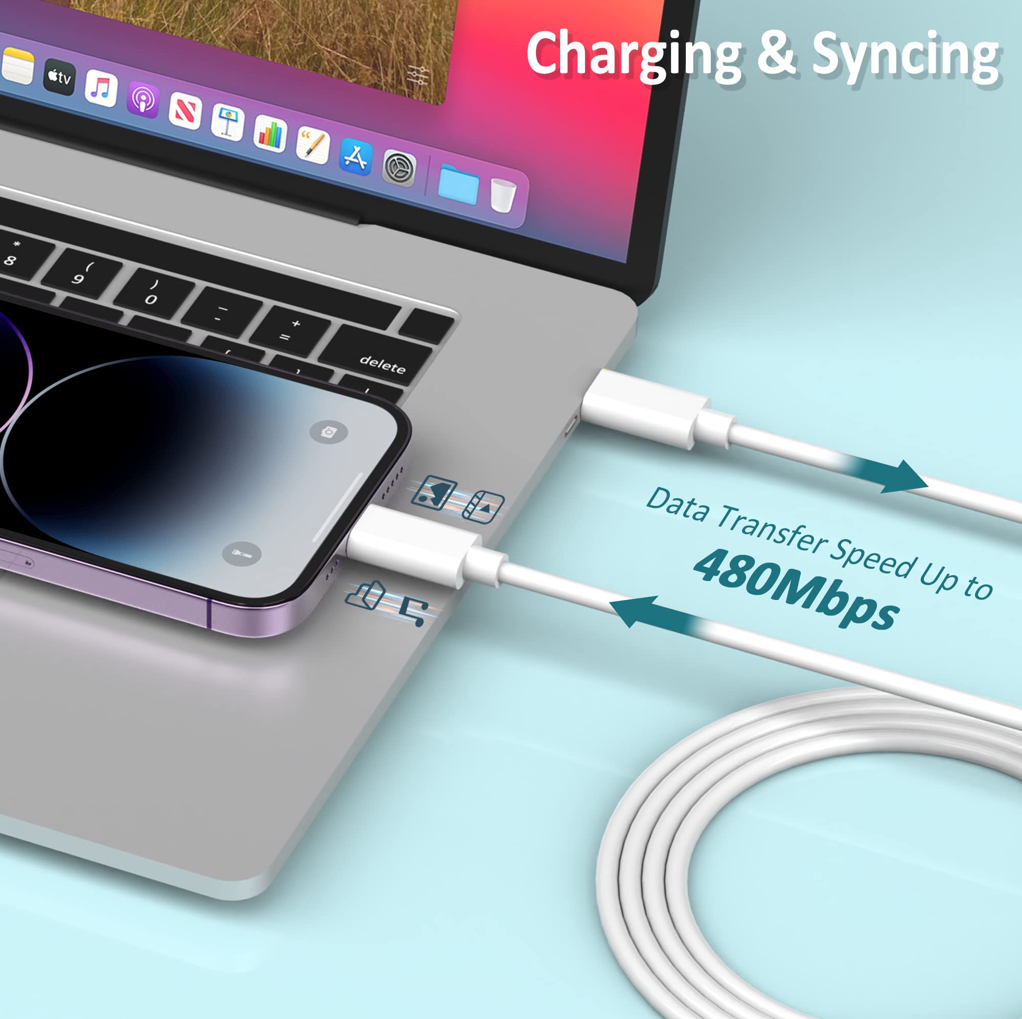 96W USB C Fast Charger for MacBook Pro 16/15/14/13 inch (2023-2018), MacBook Air & iPad Pro | Type-C Power Adapter with PD 3.0 | Perfect for Travel, Office & Home Use