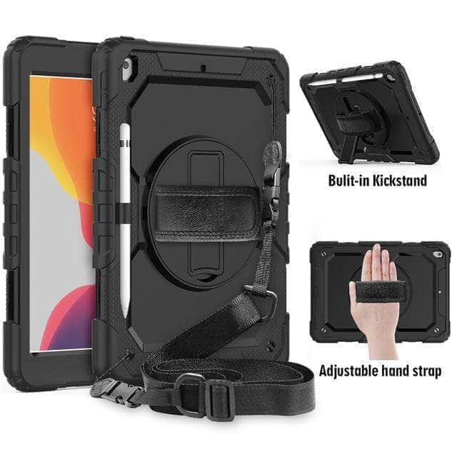360 Rotating Protective Case with Strap for iPad 10.2 (7th/8th Gen 2019/2020) - Durable Cover for Work, School & Travel
