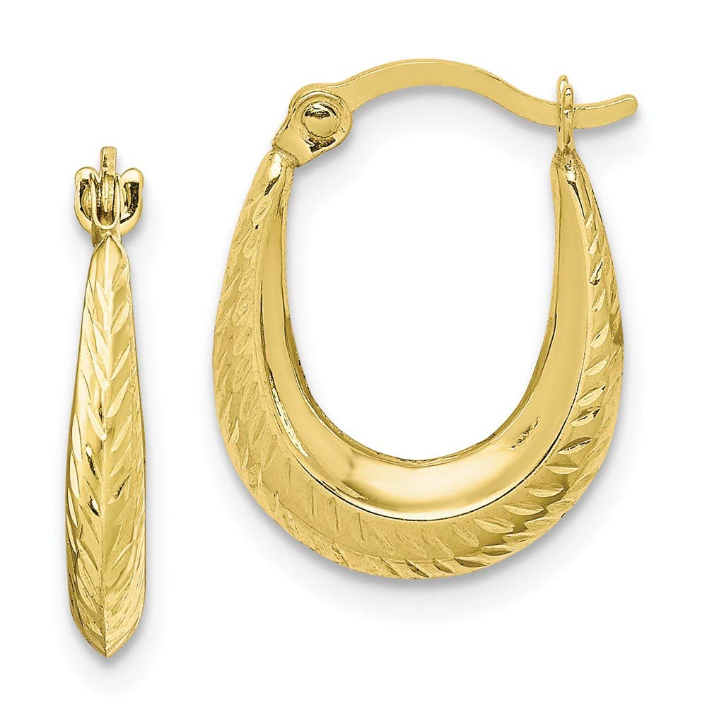 10K Yellow Gold Textured Hollow Hoop Earrings for Women - Lightweight Dainty Everyday Jewelry - Perfect for Work, Date Night & Special Occasions