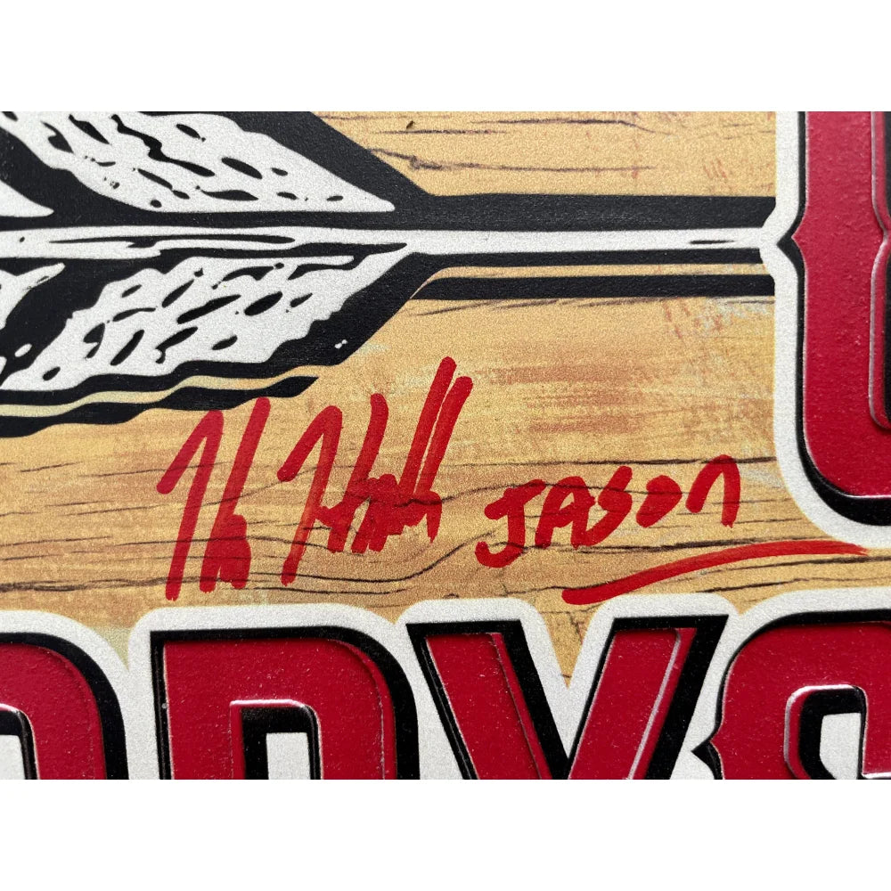 Kane Hodder Autographed Friday the 13th Jason Voorhees Crystal Lake Sign with 