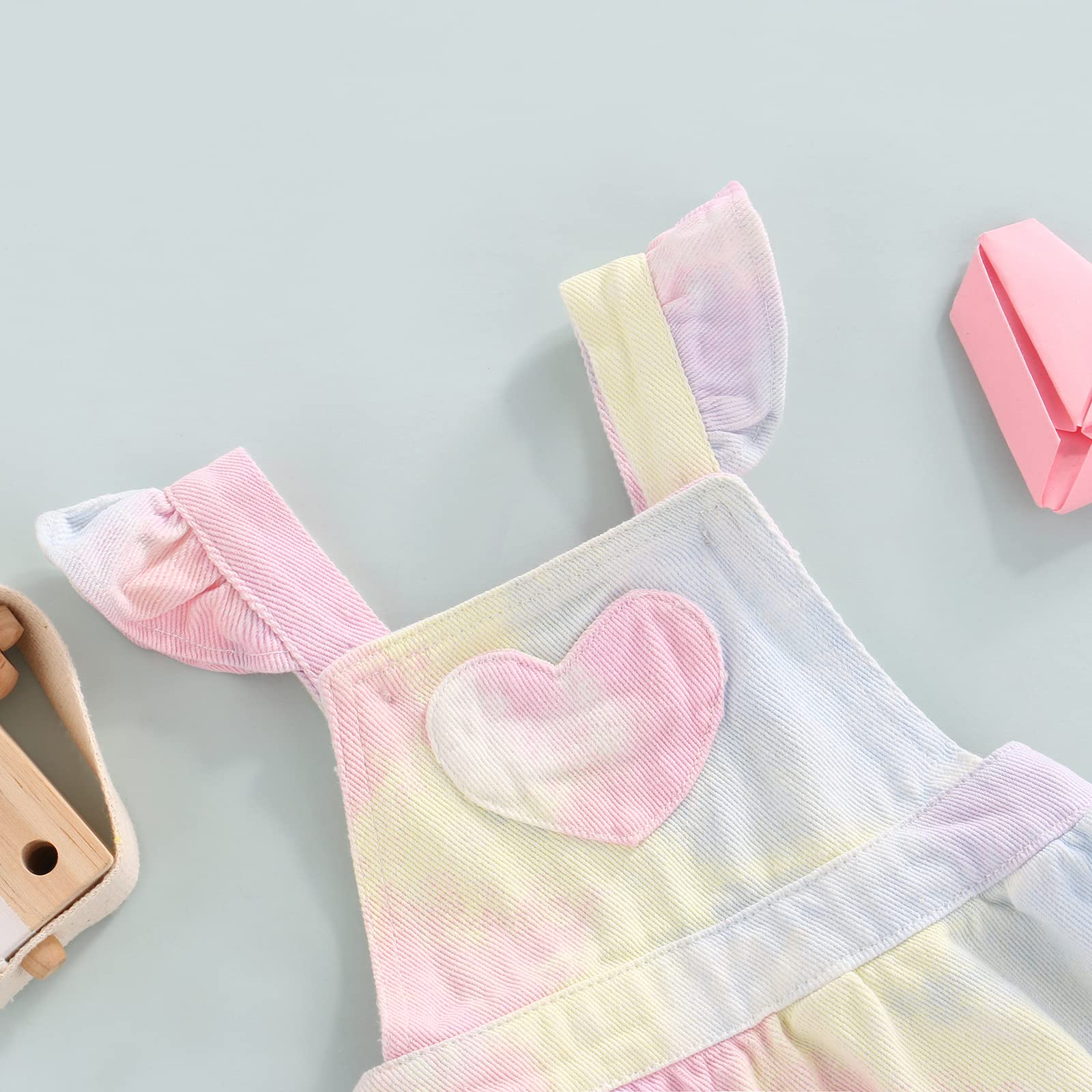 Toddler Baby Girls Summer Outfit - Ruffle Sleeve Tie-Dye Dress with Suspenders, Backless A-Line Overalls | Perfect for Beach, Playdates & Photo Shoots