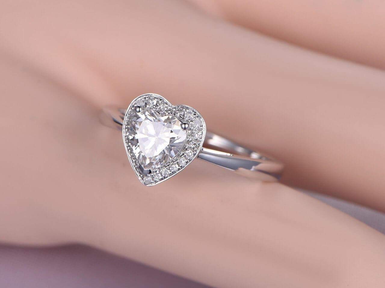 1.25Ct Heart Moissanite Diamond Wedding Ring 18k Gold Plated for Bridal Jewelry