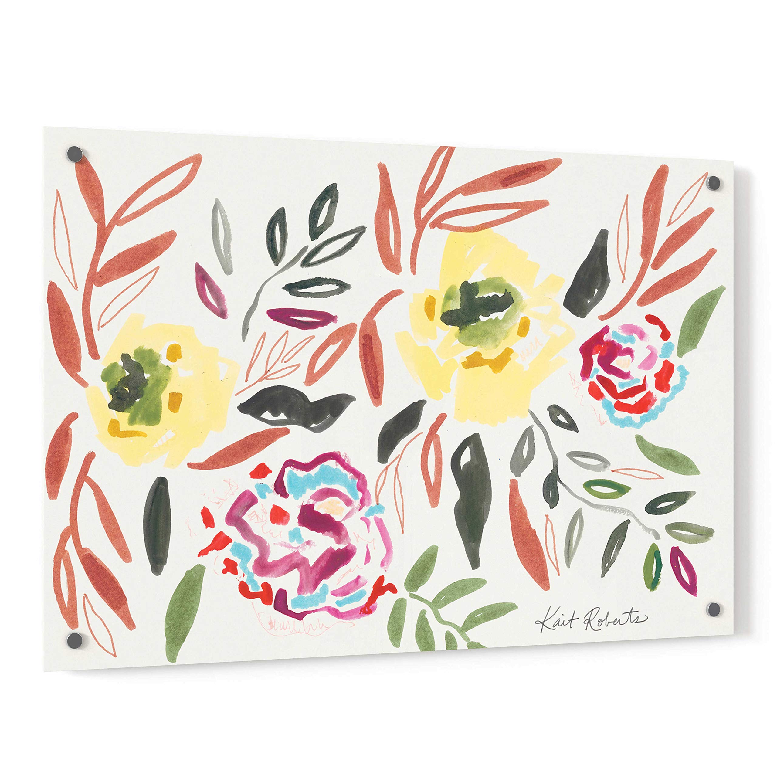 Epic Art 'Lipstick and Lemon' by Kait Roberts - 36x24 Inch Vibrant Acrylic Glass Wall Decor - Modern Abstract Painting for Living Room, Bedroom or Office Decor