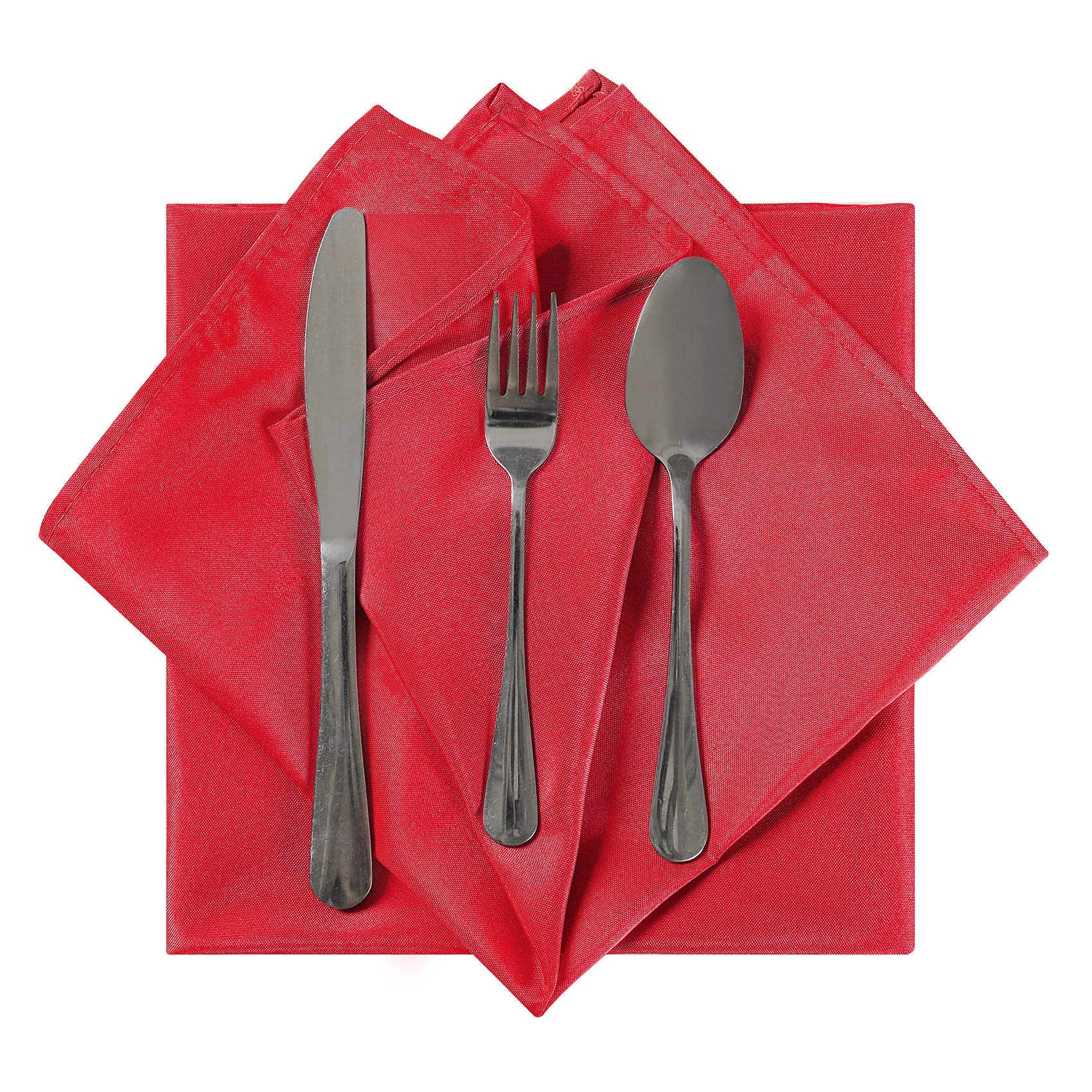 Premium 20x20 Inch Washable Polyester Dinner Napkins - Soft Table Napkins Set of 12 for Wedding, Party, Banquet & Everyday Dining - Elegant Red Cloth Napkins for Formal & Casual Occasions