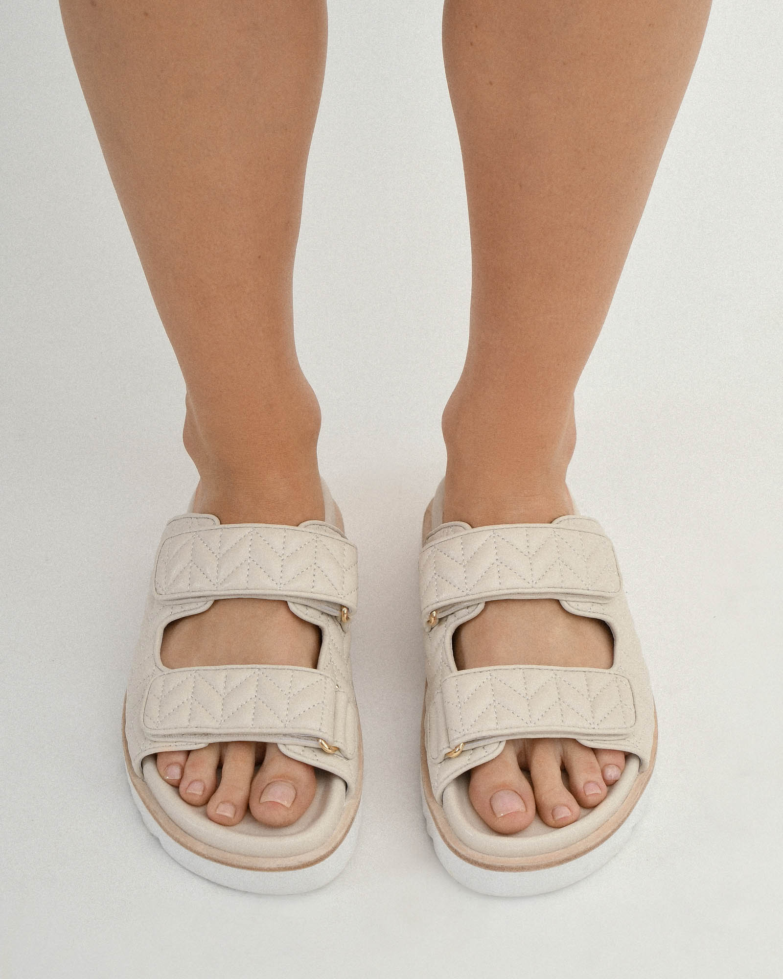 VERITY Women's Flat Sandals - Off White Genuine Leather Comfortable Slip-On Summer Shoes for Beach, Vacation & Casual Outings
