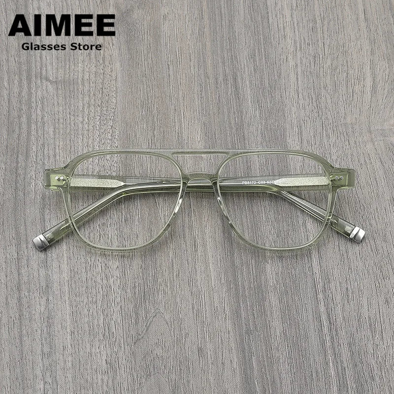 Aimee Unisex Full Rim Square Double Bridge Acetate Eyeglasses 8172 - Stylish & Durable Eyewear for Men & Women - Perfect for Work, Reading & Fashion Accessories