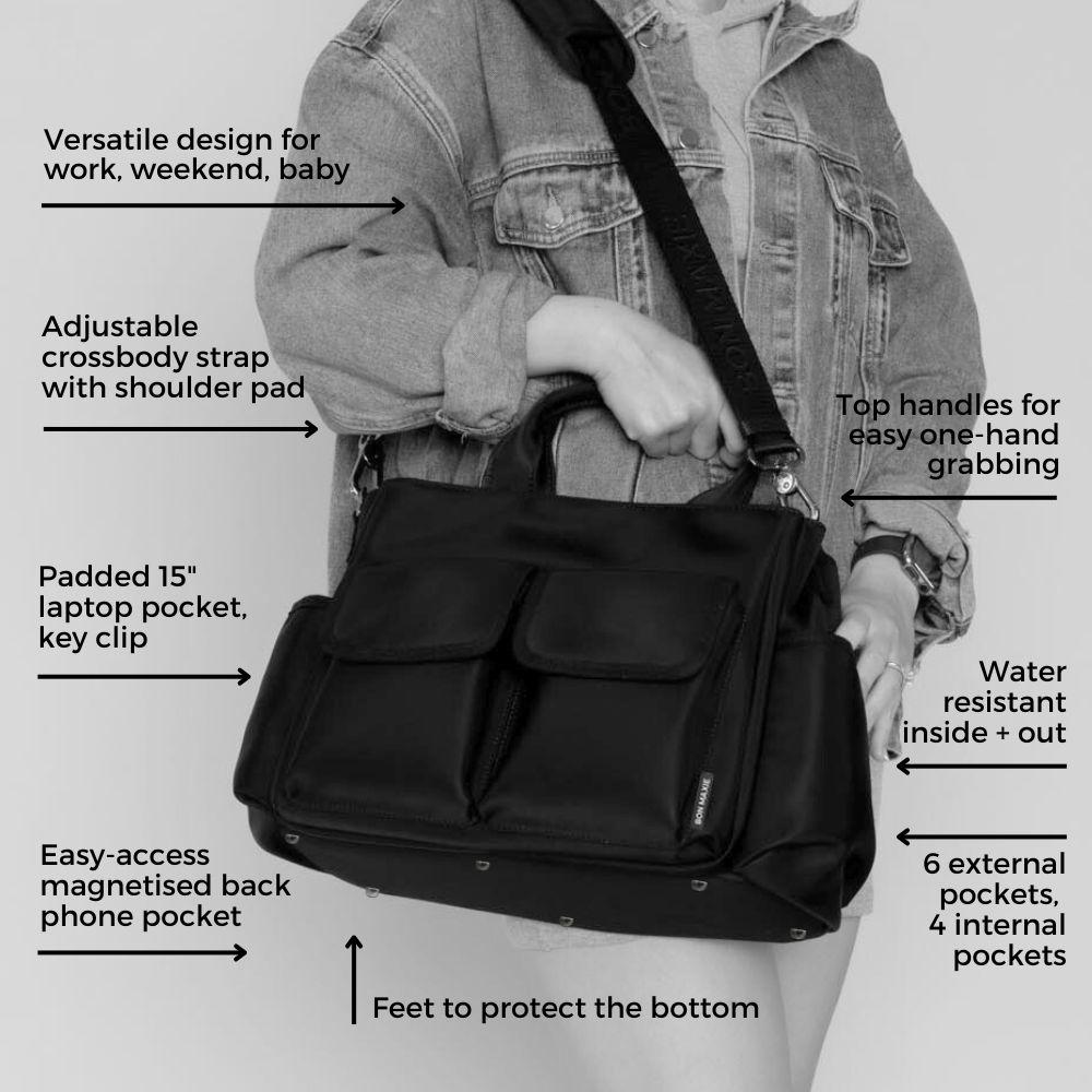 Stylish Multi-Pocket Tote Bag for Women - Large Capacity Canvas Shoulder Bag in Tan - Perfect for Work, Travel, Shopping & Beach Day Essentials