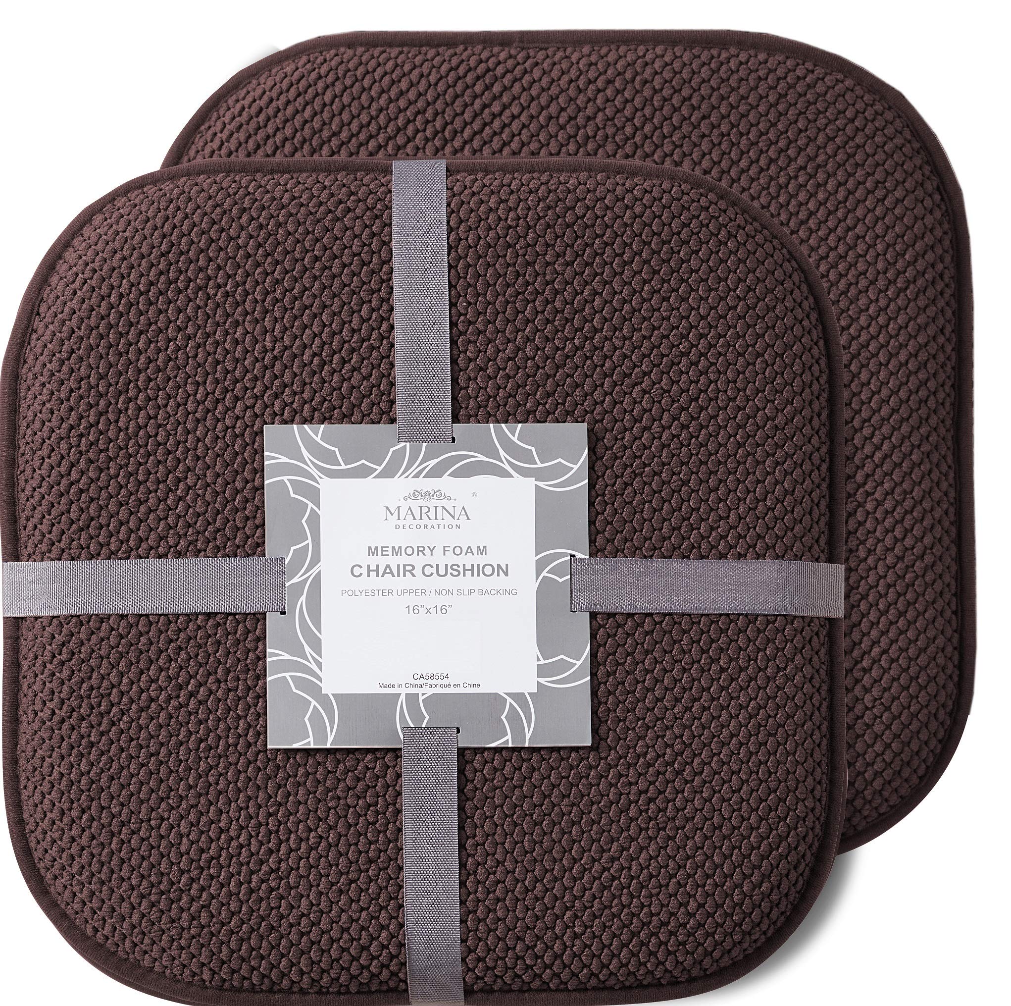 Premium Memory Foam Chair Cushions - 2 Pack Thick Honeycomb Pattern Non-Slip Seat Pads (16