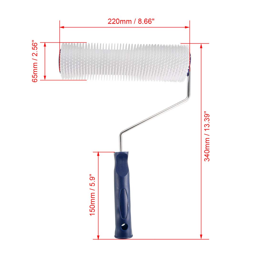 uxcell 22cm Latex Floor Self-Leveling Screed Spiked Roller with 11mm Teeth Height - Perfect for Concrete Leveling, Floor Smoothing & DIY Home Renovation Projects