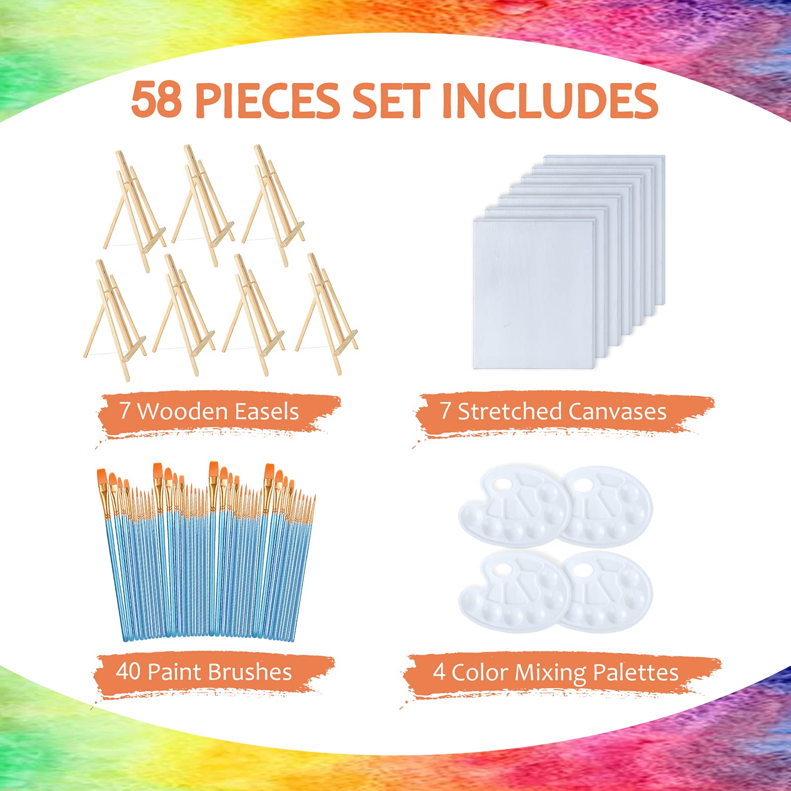 58-Piece Painting Set with Easels - 7x14