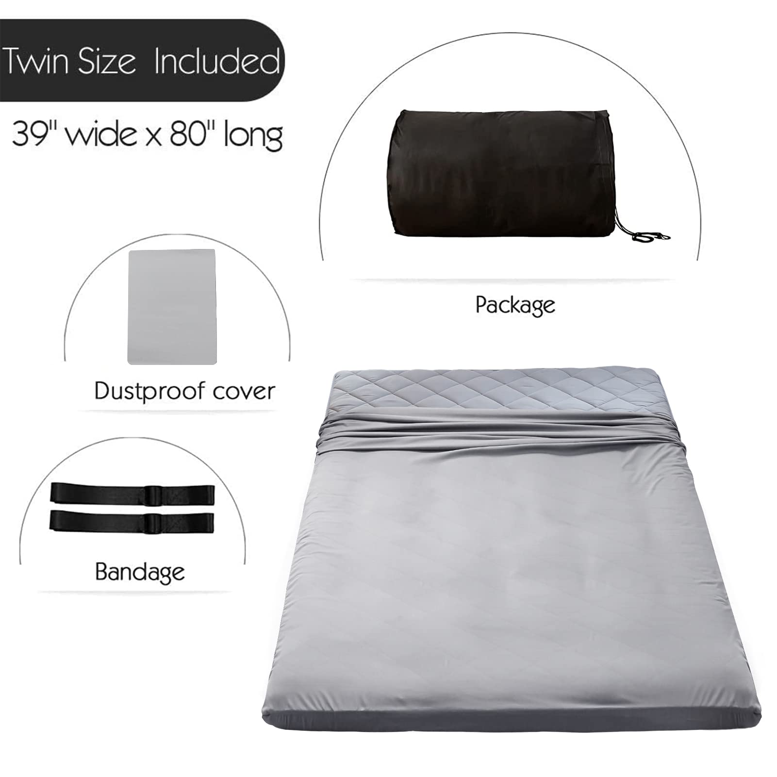 MAXYOYO Japanese Floor Futon Mattress - Diamond Pattern Roll Up Folding Bed for Adults & Guests, Grey | Portable Floor Sleeping Mat for Small Spaces, Camping & Travel