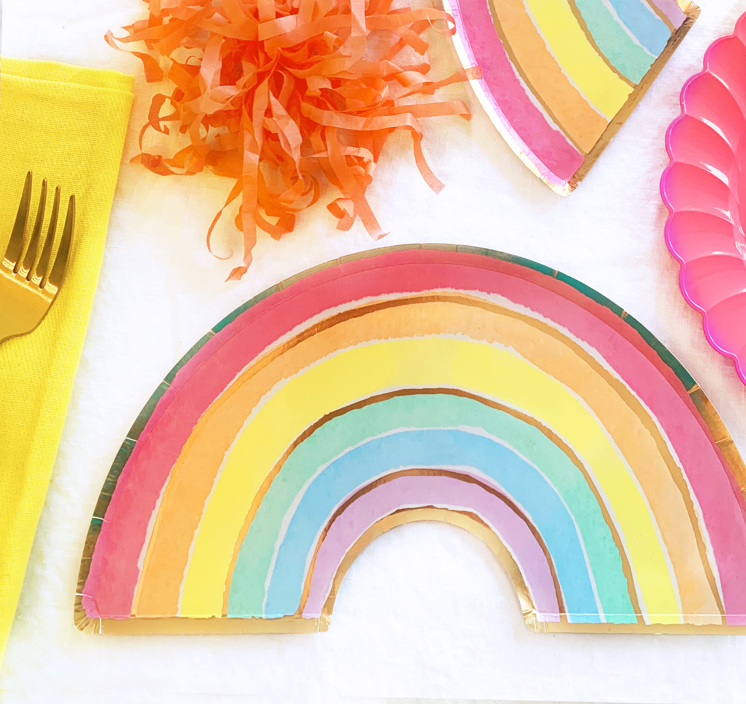 Vibrant Rainbow Paper Plates (8 Count) - Colorful Disposable Plates for Unicorn & Rainbow Themed Parties, Birthdays, Baby Showers - Perfect for Cake, Snacks, Desserts