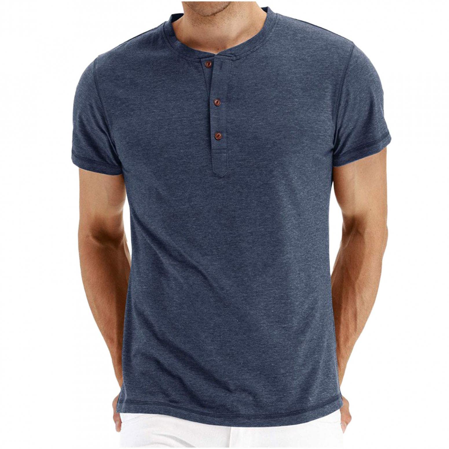 Men's Casual Short Sleeve Henley T-Shirt - Breathable Cotton Crew Neck Tee for Everyday Wear, Work & Outdoor Activities