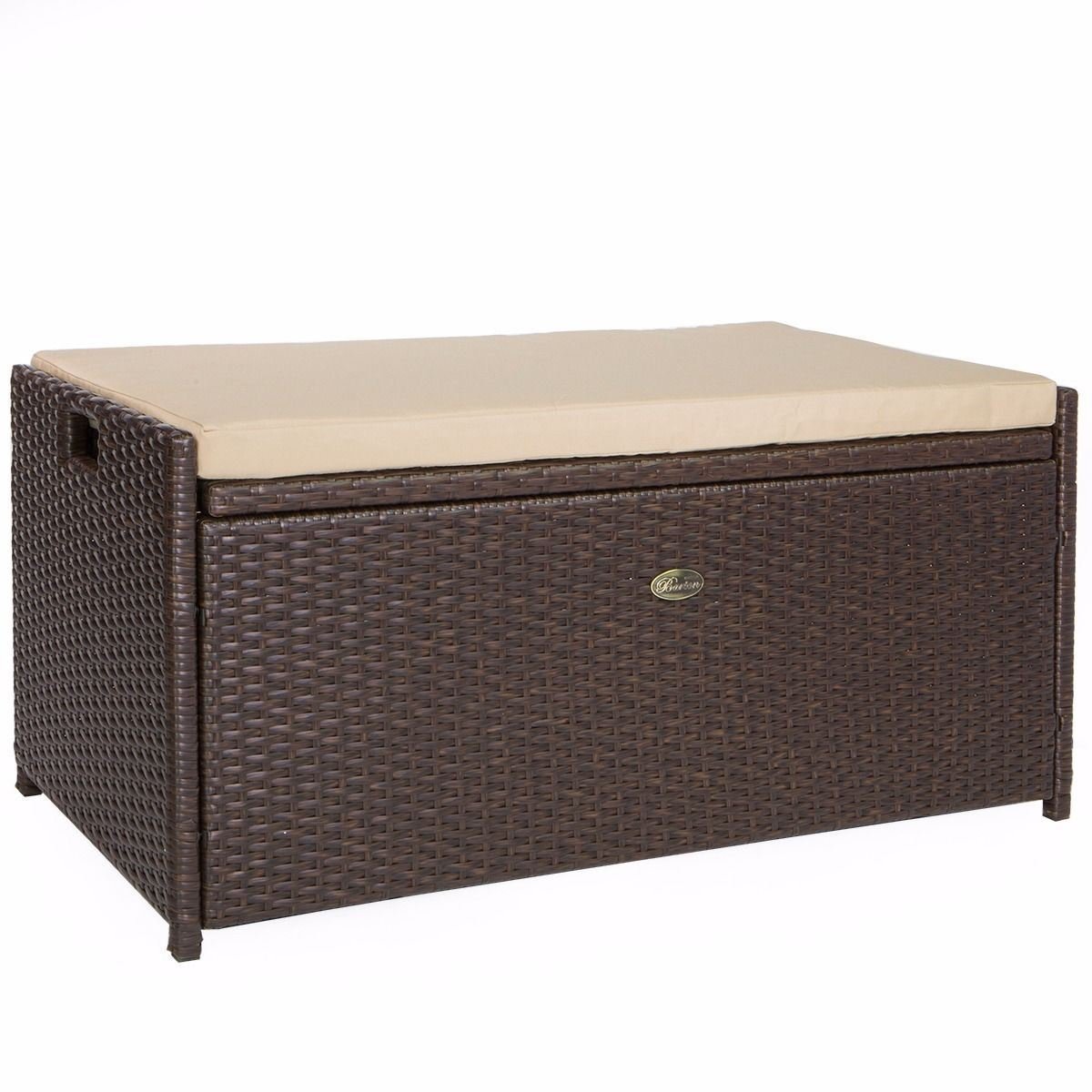 Barton 60 Gallon Deck Box with Seat Cushion - Outdoor Patio Storage Bench for Pool Toys, Yard Tools & Garden Accessories | Weatherproof Furniture for Backyard, Porch & Poolside Organization