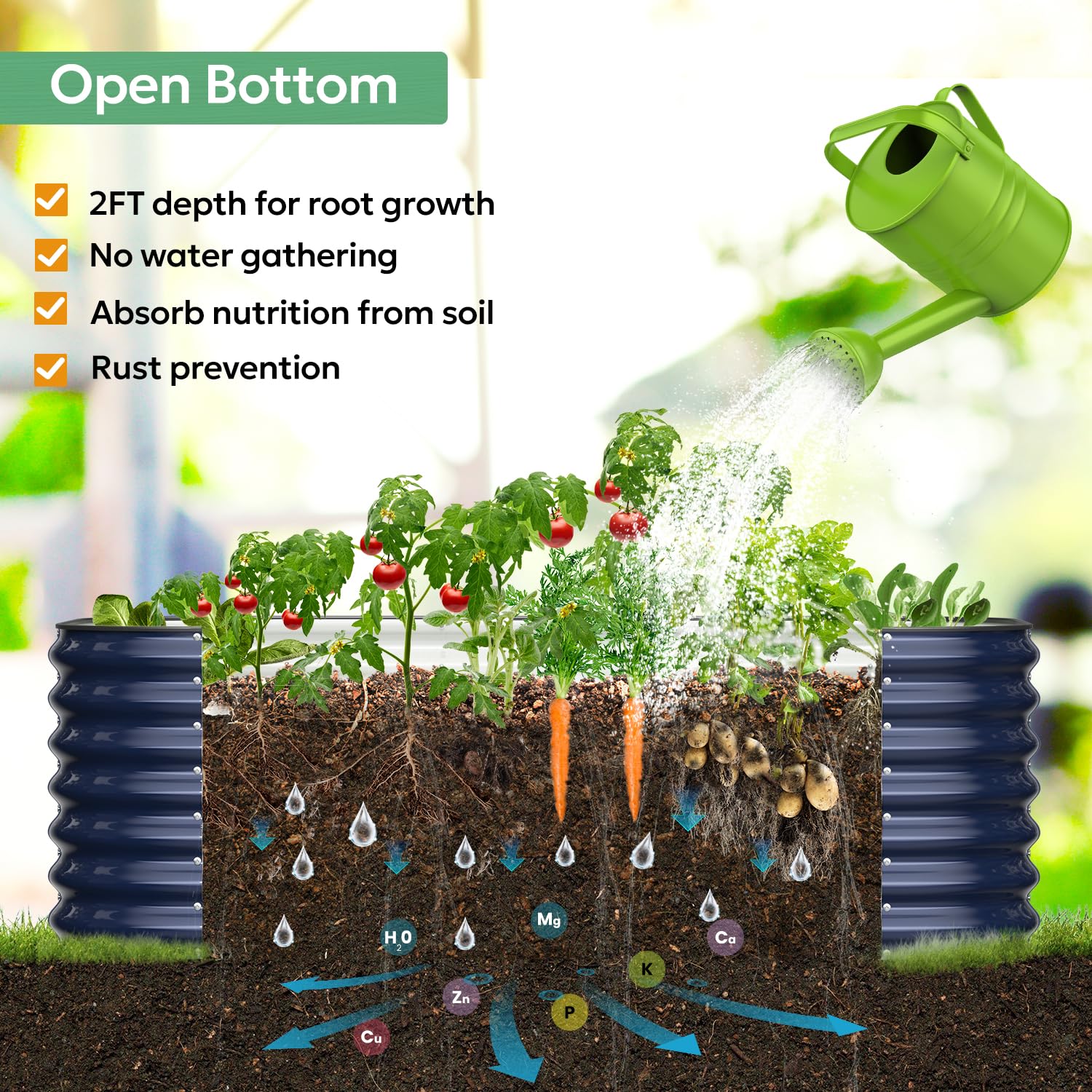 6x3x2 FT Galvanized Steel Raised Garden Bed Kit - 6 in 1 Large Metal Planter Box for Outdoor Vegetables, Flowers & Herbs (Modern Grey) | Durable Gardening Solution for Backyards, Patios & Urban Farming