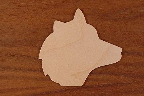 WOODNSHOP Wolf Head Wood Cutouts - 1/8 x 15 Inch - Pack of 2 Laser Cut Wooden Wolf Decor for Wall Art, Home Decor, and DIY Craft Projects