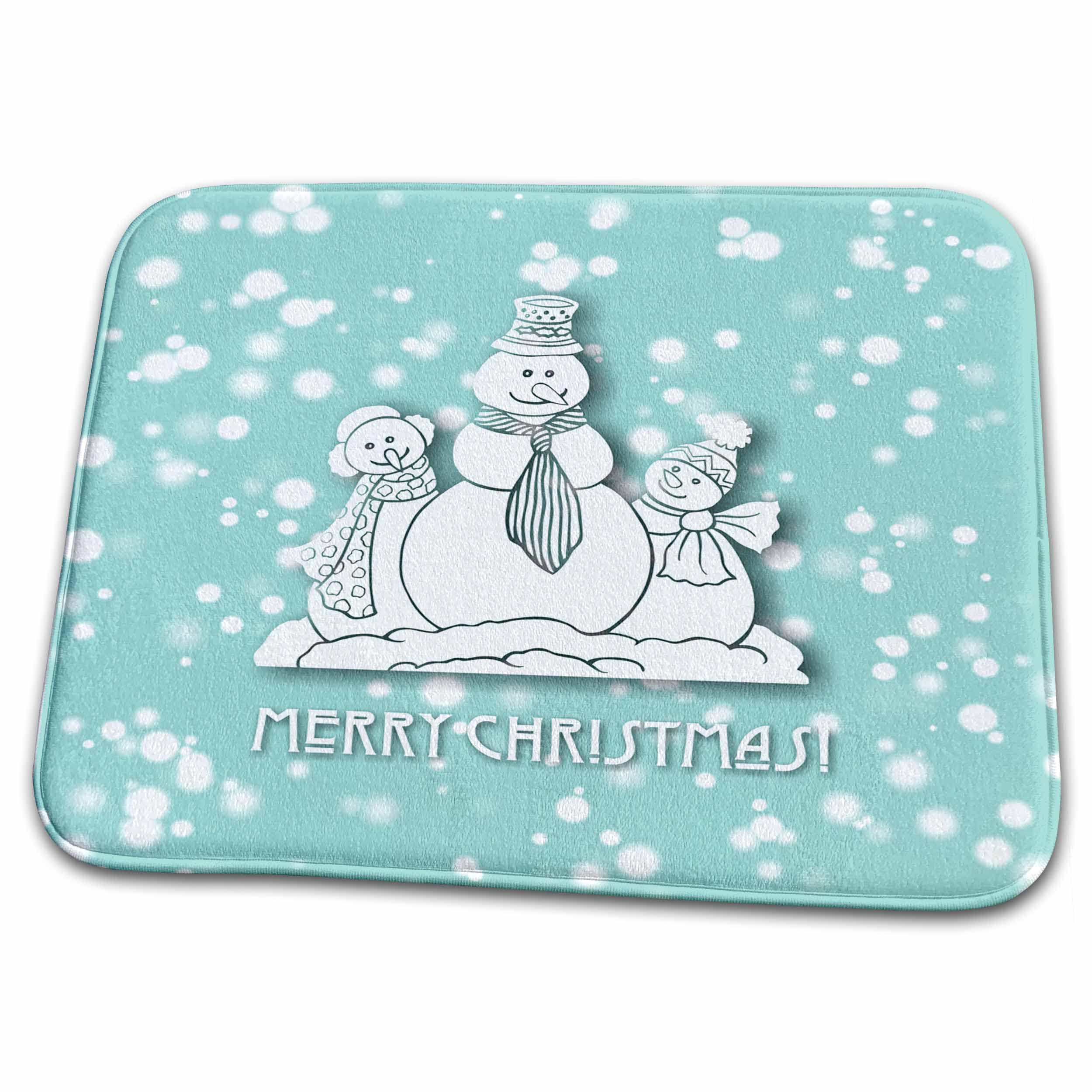 3D Rose White Christmas Snowman Family Bath Rug - Non-Slip Holiday Bathroom Mat in Blue & White - Perfect for Festive Decor, Guest Bathrooms & Winter Home Accents