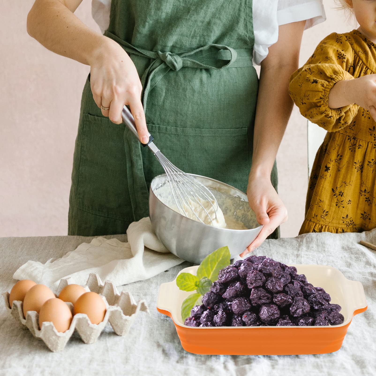 1pc Ceramic Baking Pan with Handles - Multipurpose Bakeware for Cheese, Soup, Rice & Bread - Oven Safe Dish for Baking, Serving & Storing - Perfect for Kitchens, Restaurants & Home Chefs