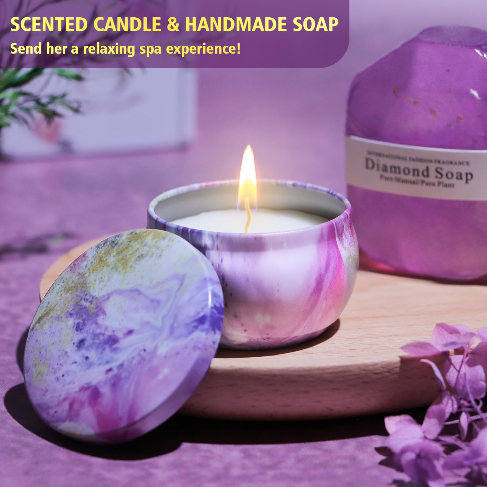 Relaxing Spa Gift Set for Women - Unique Self Care Package with Lavender Essentials | Thoughtful Get Well, Birthday & Mother's Day Gifts for Her, Wife, Sister or Friend | Perfect for Home Relaxation, Stress Relief & Pampering