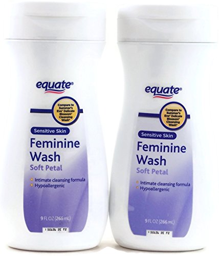 Equate Sensitive Skin Feminine Wash - 9 oz (2 Pack) - pH Balanced, Hypoallergenic & Dermatologist Tested for Gentle Cleansing - Ideal for Daily Use, Post-Workout & Travel