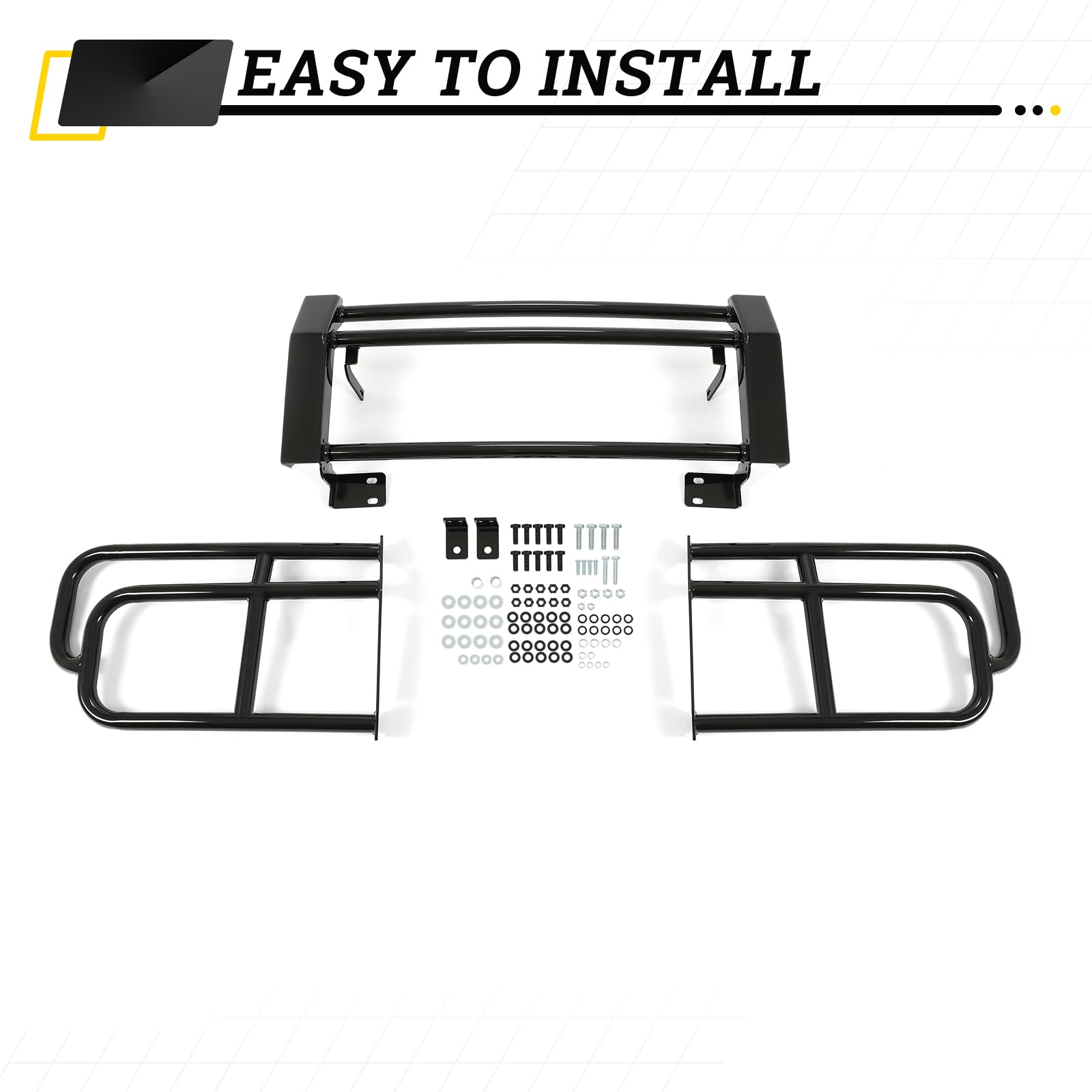 KUAFU Heavy Duty Steel Front Bumper Brush Guard for 2003-2009 Hummer H2 - Black Powder Coated Off-Road Protection | Perfect for Truck Accessories, Off-Roading & Vehicle Protection