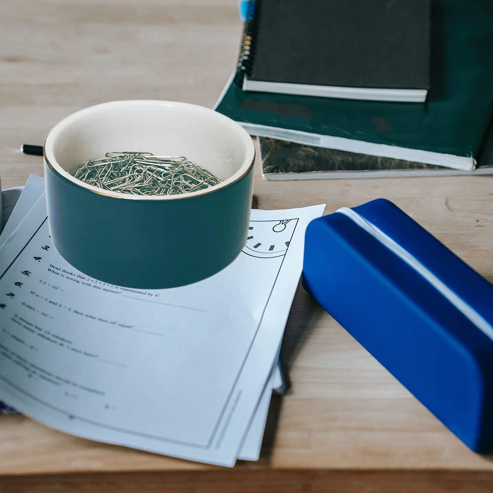 Ceramic Paper Clip Holder for Desk Organizer - Stylish Green Office Supply for Paperclips, Pins & Small Stationery | Perfect for Home, Office & Workspace Organization