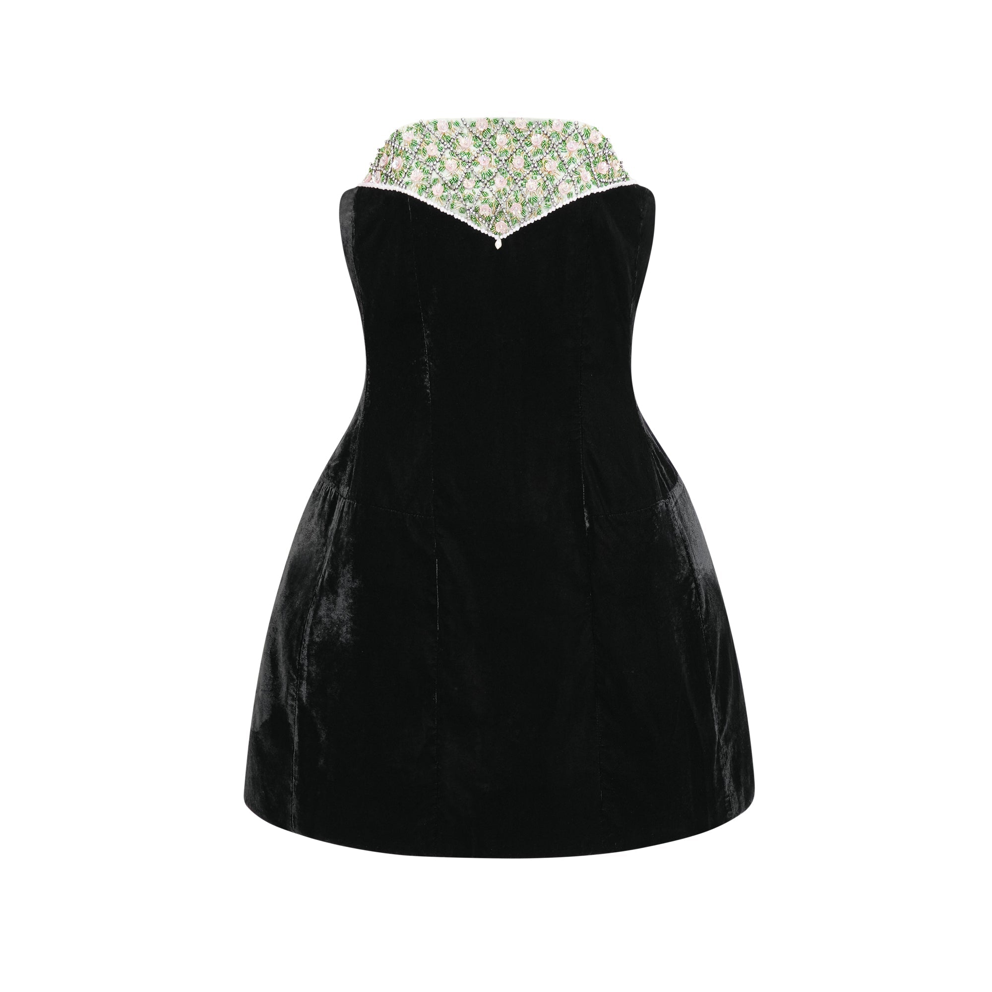 Céline Crystal Embellished Velvet Dress for Women - Elegant Evening Gown for Parties, Weddings & Special Occasions