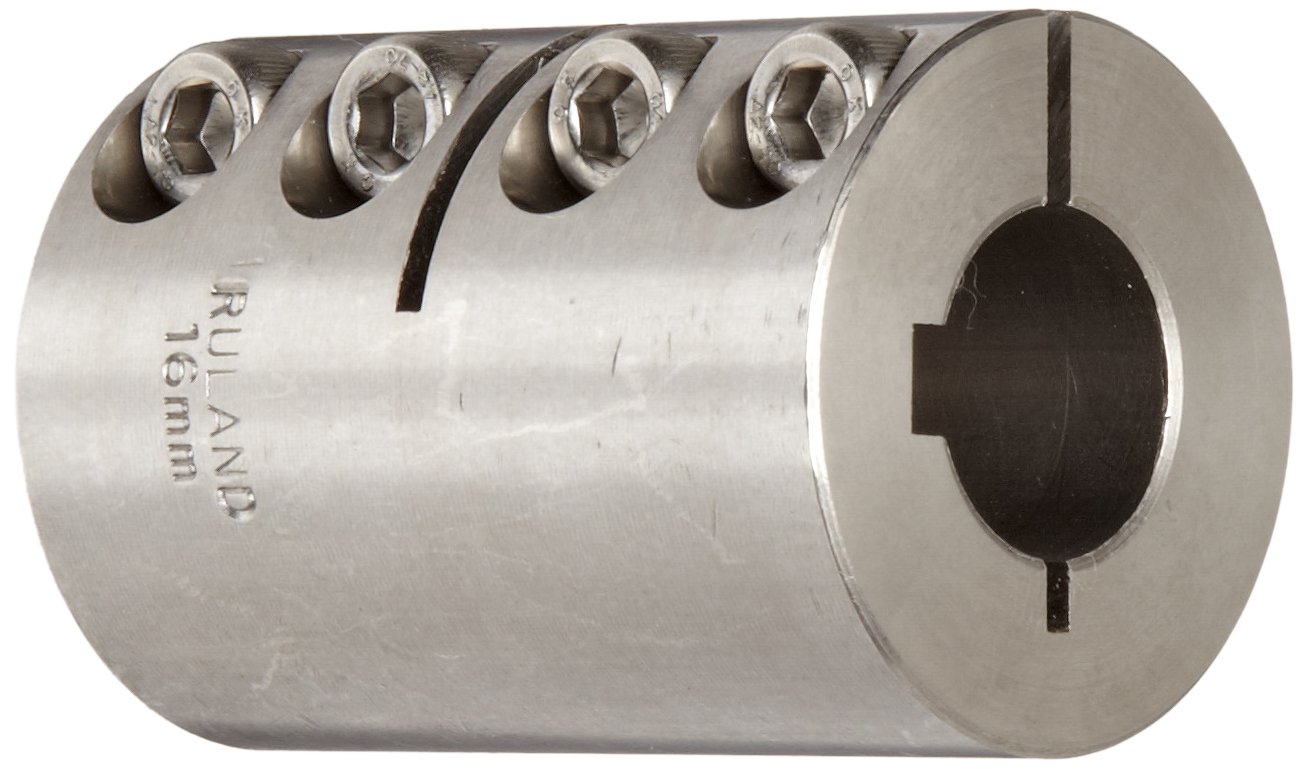 Ruland MCLC-16-16-SS Stainless Steel One-Piece Clamping Rigid Coupling with Keyway - 16mm Bore, 34mm OD, 50mm Length - Perfect for CNC Machinery, Robotics, and Industrial Automation Systems