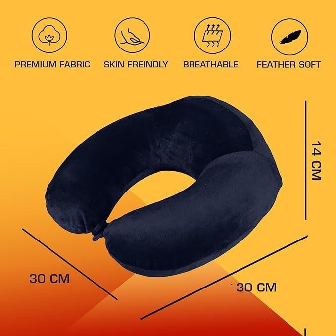 Premium Memory Foam Neck Pillow for Travel - Ergonomic Support for Neck Pain Relief | Car, Airplane & Train Sleeping Pillow | Essential Travel Accessory for Comfortable Long Trips & Office Naps