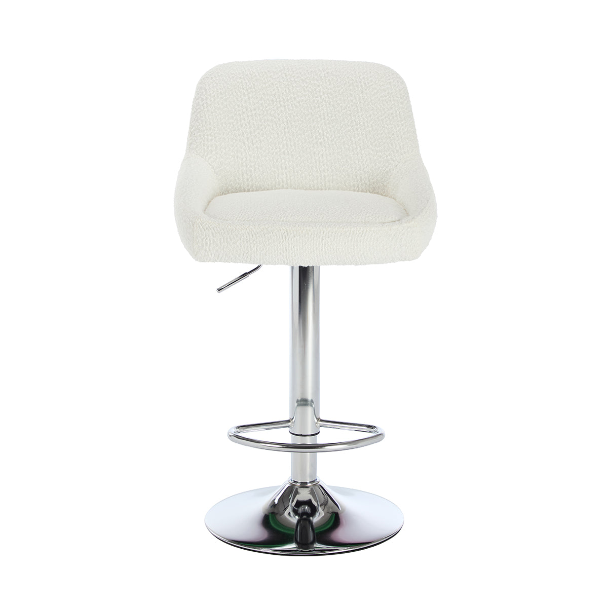 Leon Boucle Bar Stools with Gas Lift Mechanism - Set of 2 Modern Counter Height Stools for Kitchen Island, Breakfast Nook & Home Bar Decor