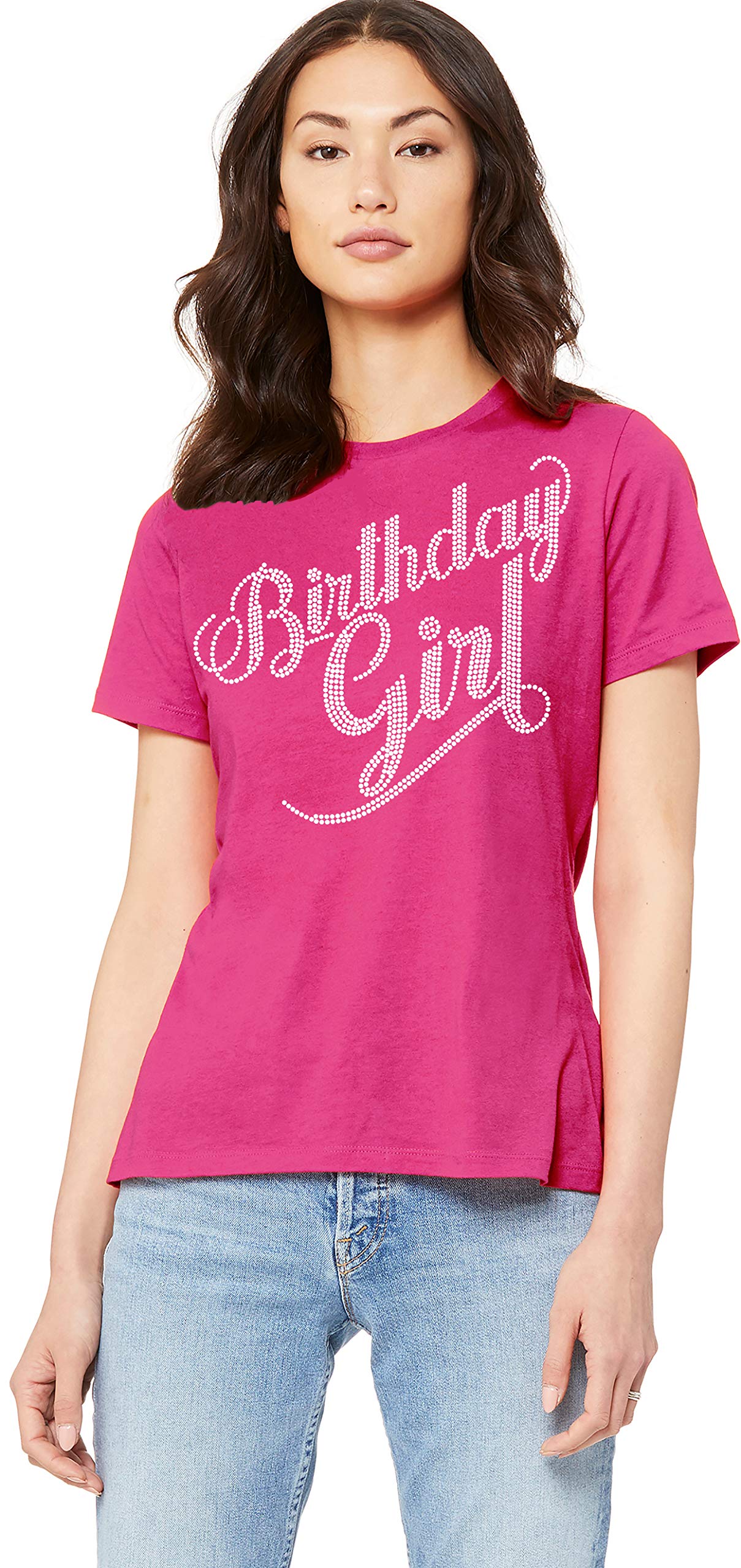 Sparkling Rhinestone Birthday Sash T-Shirt for Women & Girls - Elegant Rose Gold Glitter Shirt for Birthday Celebrations - Perfect for Parties, Girls' Night Out & Special Occasions