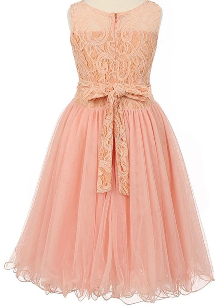 Little Girls' See-Through Waistline Lace Flower Dresses - Elegant & Comfortable for Parties, Weddings & Special Occasions