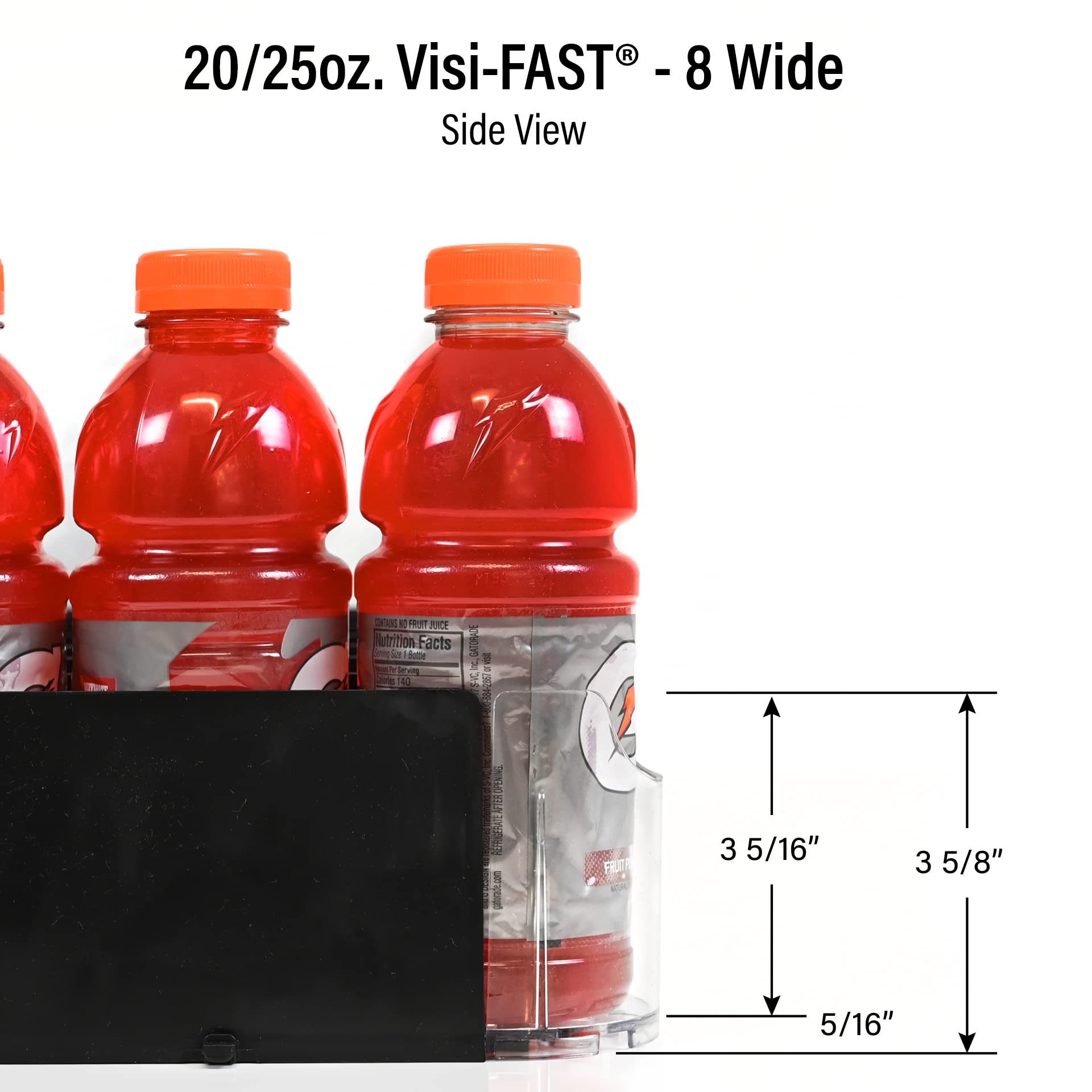 Visi-FAST Spring Push Drink Dispenser & Fridge Organizer for 20/25oz Bottles, Cans - Commercial & Home Refrigerator Storage (6-Pack) - Perfect for Soda, Juice, Water Organization in Restaurants, Bars, Offices and Home Kitchens
