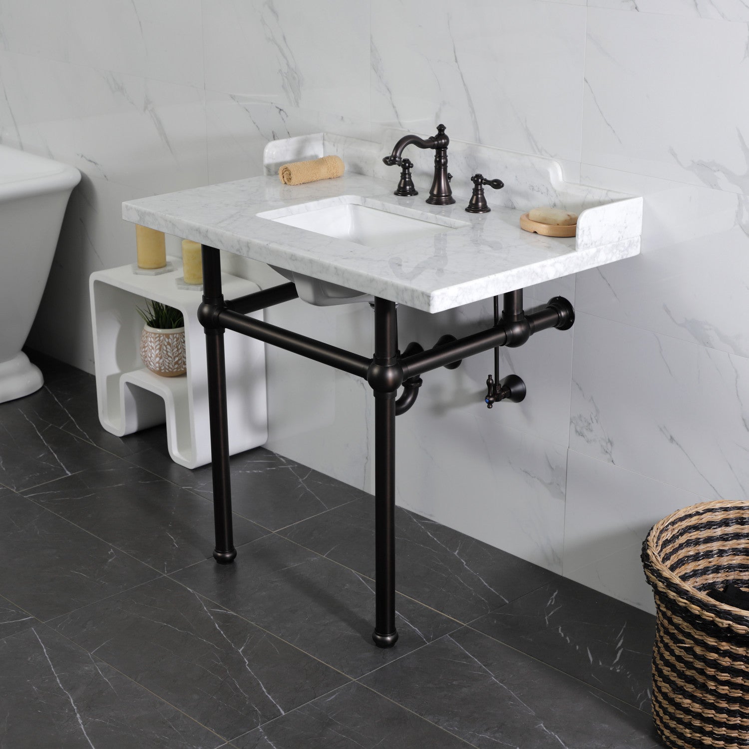 American Classic FSC1975ACL Oil Rubbed Bronze Widespread Bathroom Faucet - 3 Hole Deck Mount with 2 Handles & Pop Up Drain - Perfect for Bathroom Vanity and Powder Room Remodeling