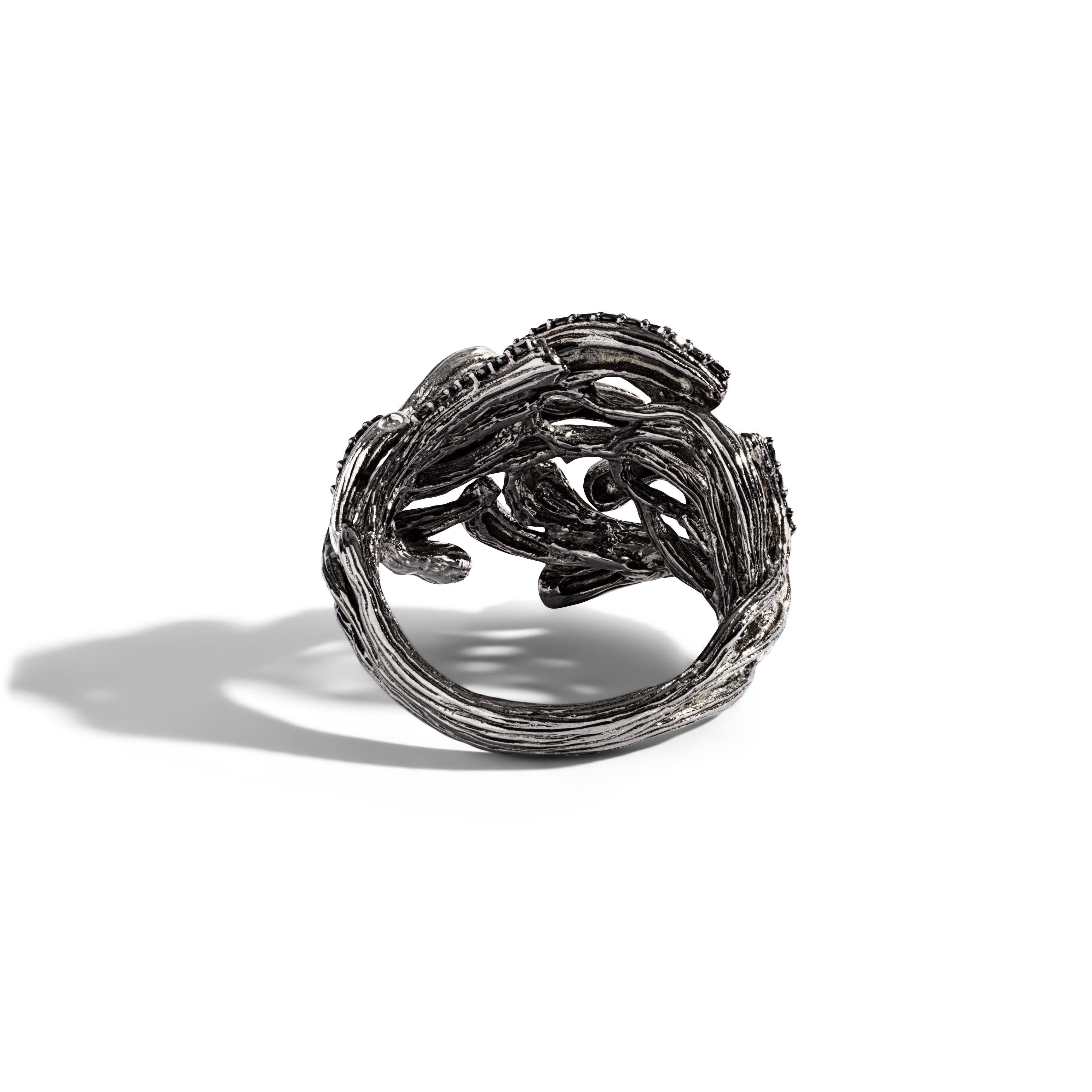 Elegant Branch Coral Ring with Diamonds in Sterling Silver - Perfect for Weddings, Anniversaries & Special Occasions