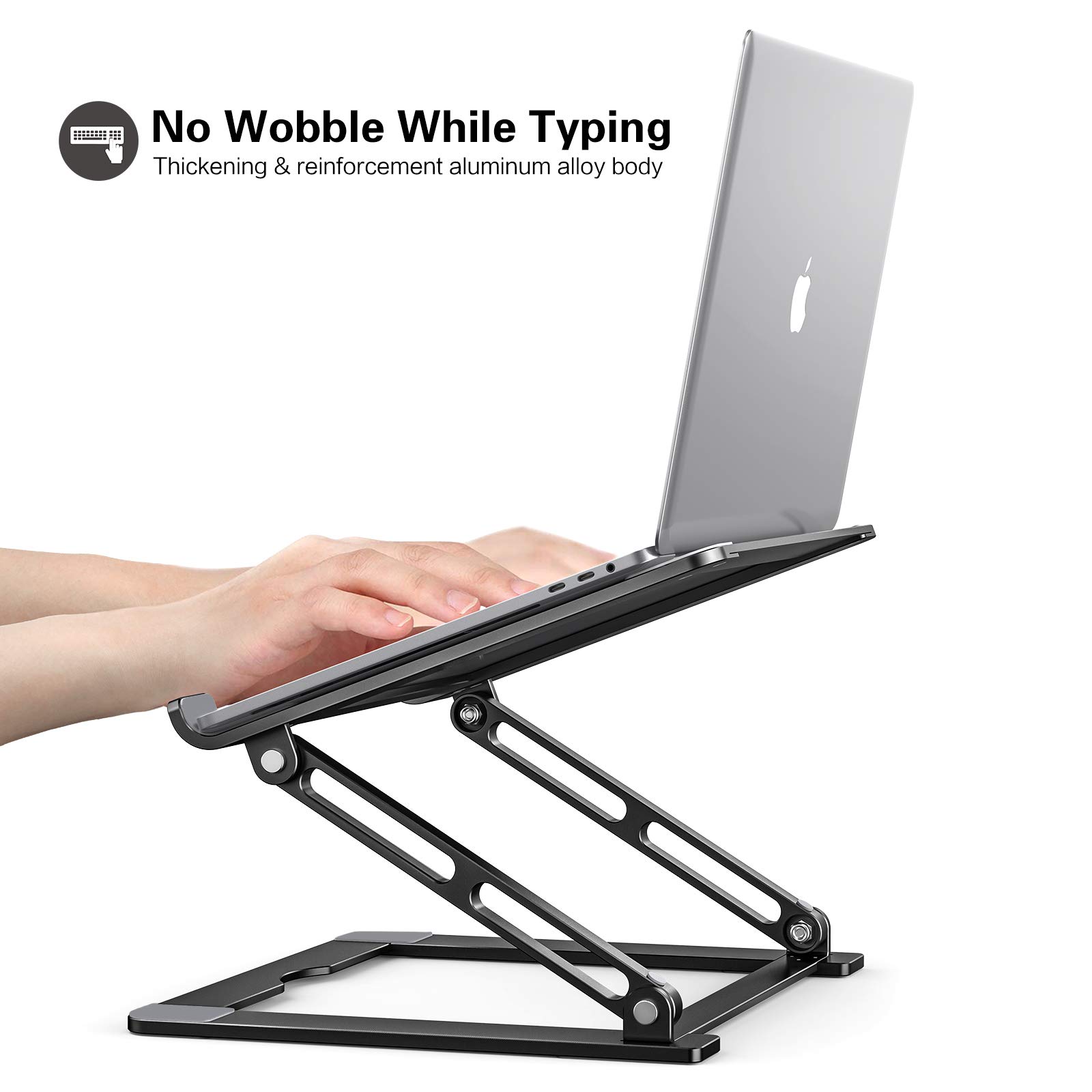 Aluminum Laptop Stand for Desk - Foldable, Portable, Height Adjustable Riser Holder for MacBook, Air, Pro, Dell XPS, HP, All 10-17.3 Inch Laptops - Perfect for Home Office, Gaming, and Study