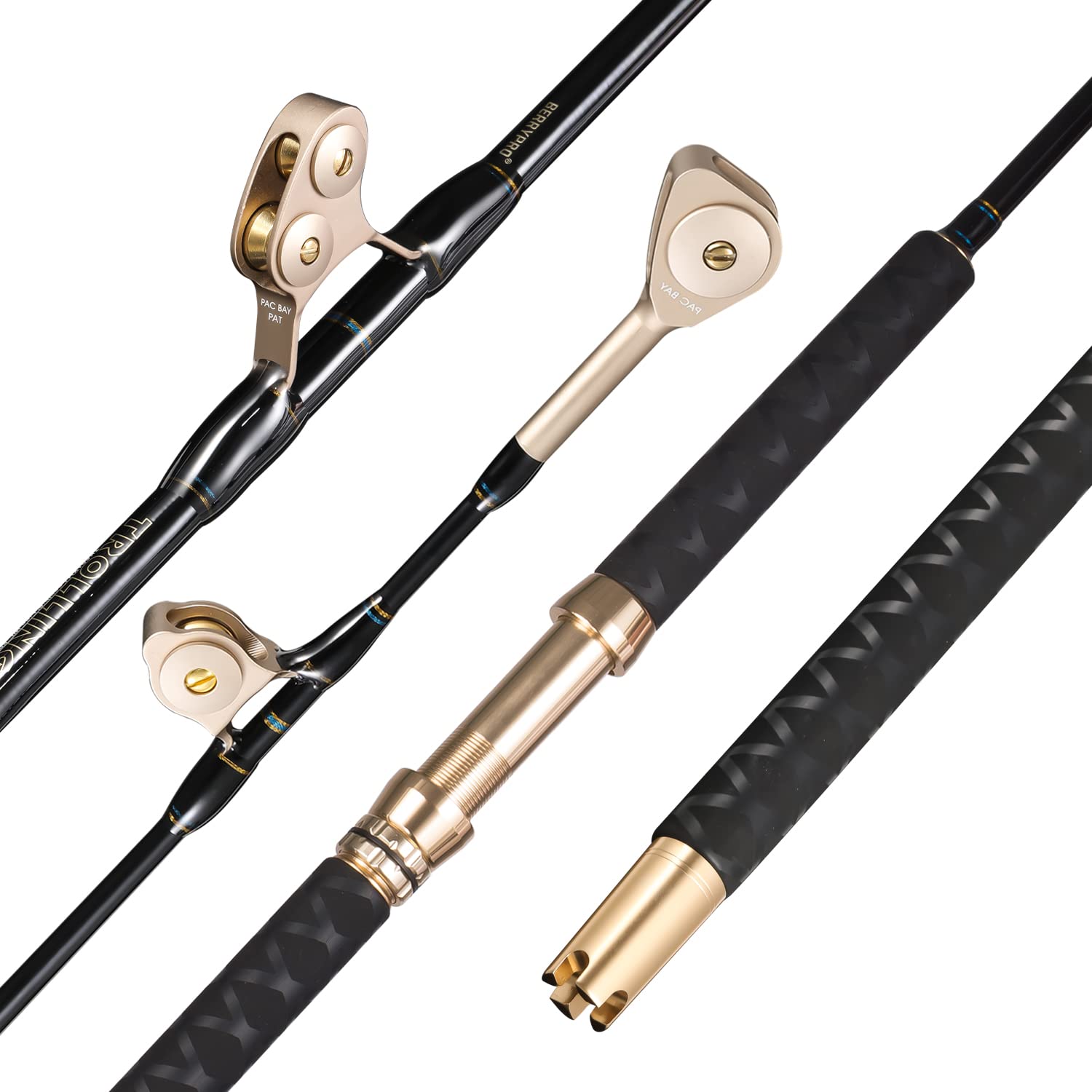 BERRYPRO Bent/Straight Butt Trolling Rod - Saltwater Offshore Fishing Rod for Big Game - Heavy Duty Roller Guide Conventional Boat Fishing Rod - Perfect for Deep Sea Fishing, Marlin & Tuna Fishing Trips