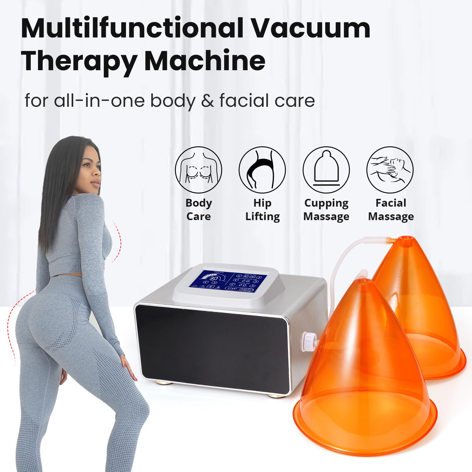 Touch Screen Vacuum Therapy Machine - Manual Massager Cupping Kit with 24 Cups & 3 Rollers for Pain Relief, Muscle Relaxation & Detox - Perfect for Home Spa, Physical Therapy & Sports Recovery
