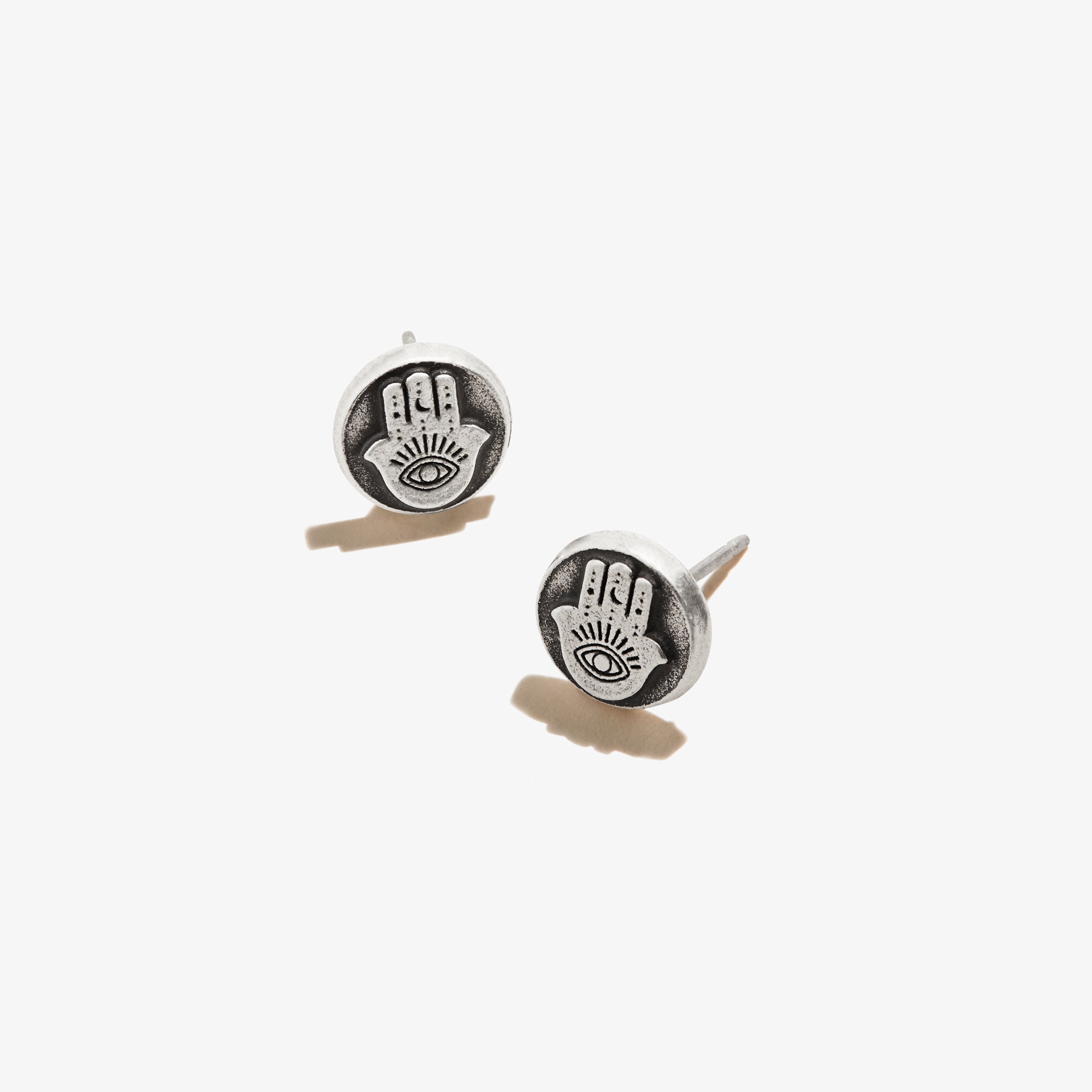 Hamsa Circle Stud Earrings for Women - 925 Sterling Silver Protection Symbol Jewelry - Perfect for Everyday Wear, Gift Giving & Spiritual Occasions