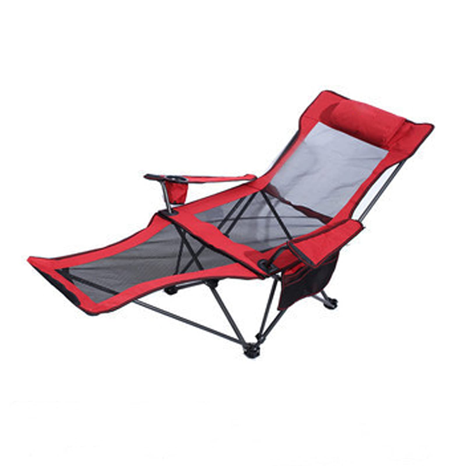 **Portable Folding Camping Lounge Chair with Adjustable Footrest & Headrest - Lightweight Recliner with Storage Bag & Backpack - Perfect for Outdoor Camping, Beach, Picnics, and Backyard Relaxation**