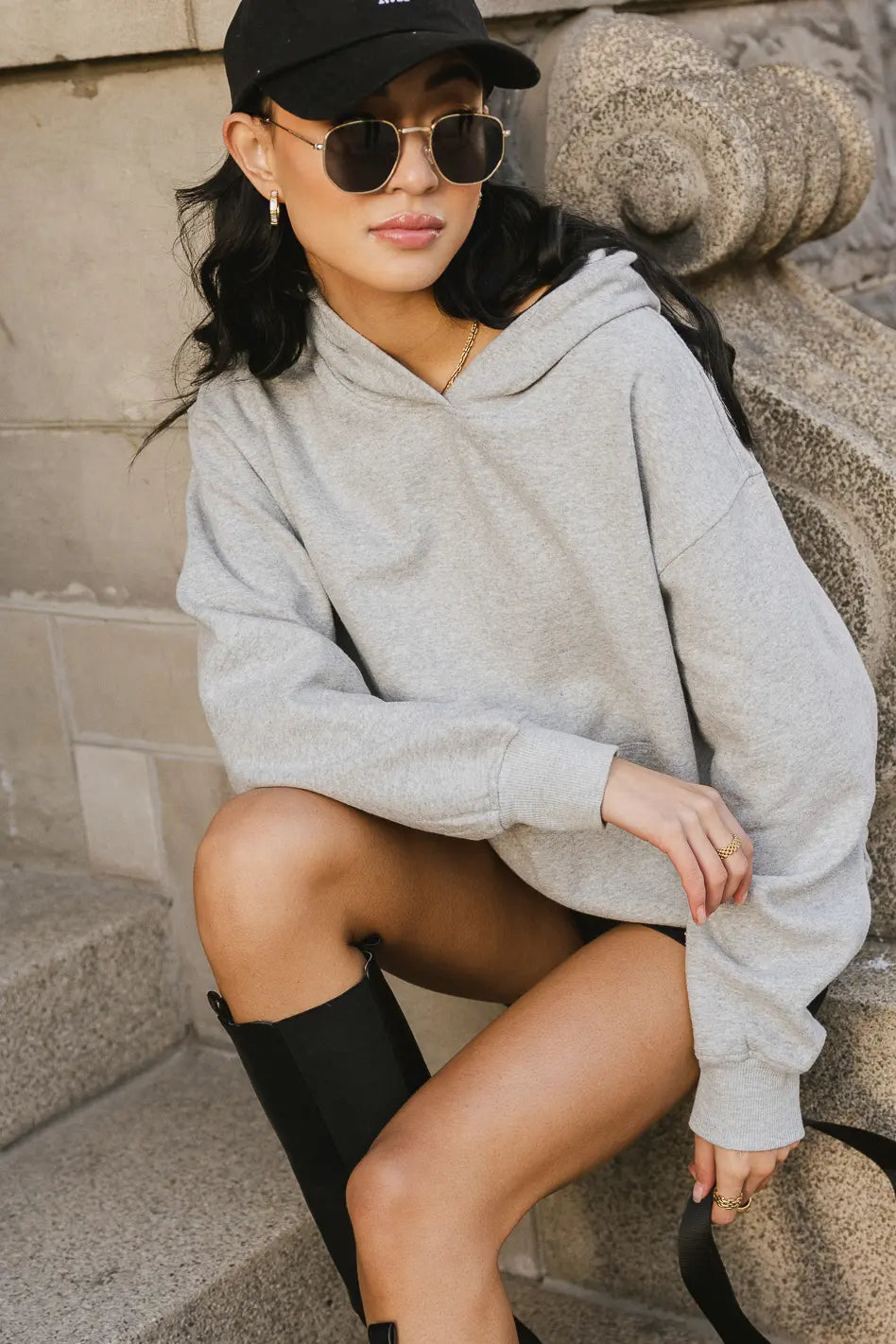 Anahi Grey Hoodie for Women - Cozy Fleece Pullover for Casual Wear, Outdoor Activities & Lounge