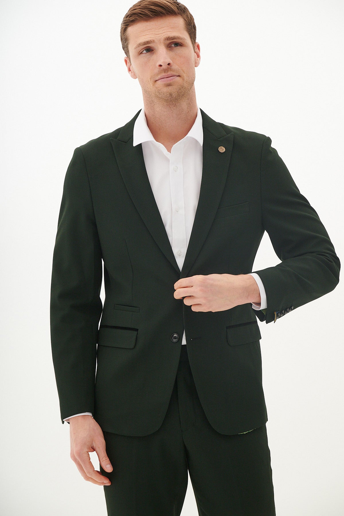 Cardiff City F.C. Official BROMLEY Olive Green Check Blazer - Alex Robertson Style Football Jacket for Men | Matchday Outfit, Gameday Fashion & Smart Casual Wear