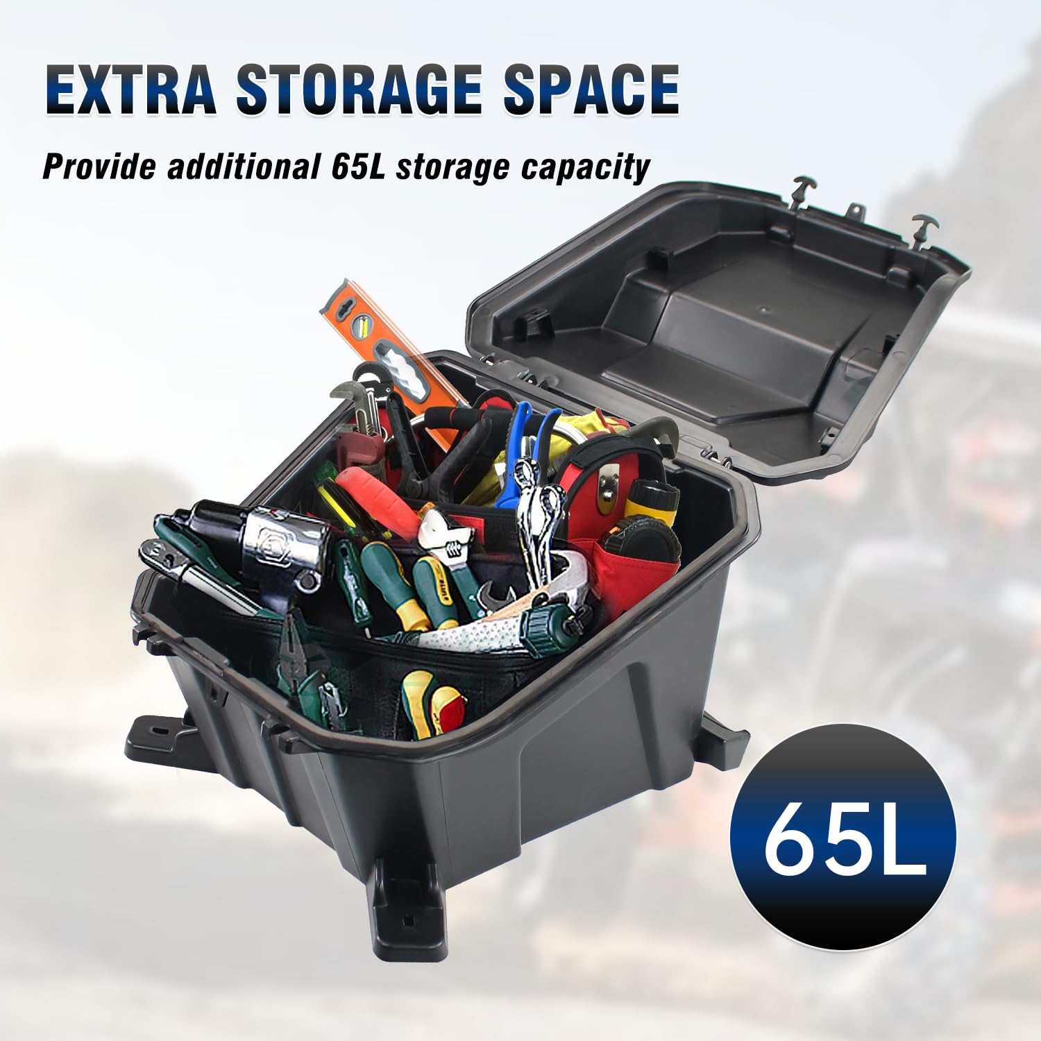 69 QT Removable Rear Cargo Storage Box for Polaris RZR XP 1000/RZR 900/XP 4 1000/Turbo S (2014-2023) - Waterproof Bed Tool Organizer with Lid, Replacement Part #2881193 - Perfect for Off-Roading, Camping & Outdoor Adventures