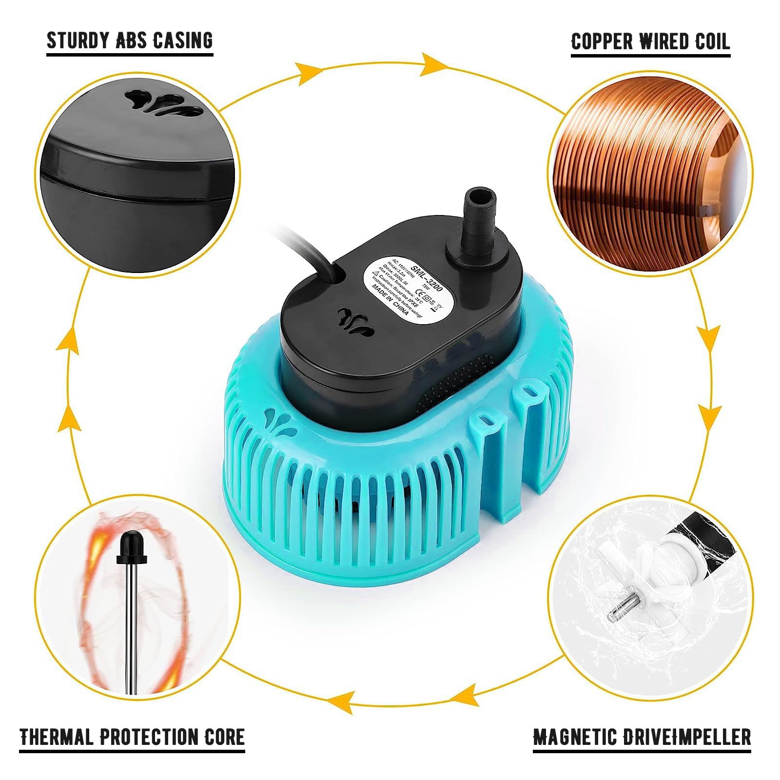Best Above Ground Pool Cover Pump - Submersible Water Pump for Draining Pools, Sump Pump with 16ft Drainage Hose & 25ft Extra Long Power Cord (Blue) - Perfect for Winter Pool Covers, Inflatable Pools & Backyard Maintenance