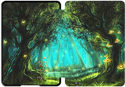 Premium PU Leather Kindle Paperwhite 10th Generation Case (2018 & 4th Gen) - Lightweight Protective Cover with Fairy Forest Butterflies Mushroom Design | Perfect for Reading, Travel & Daily Commute