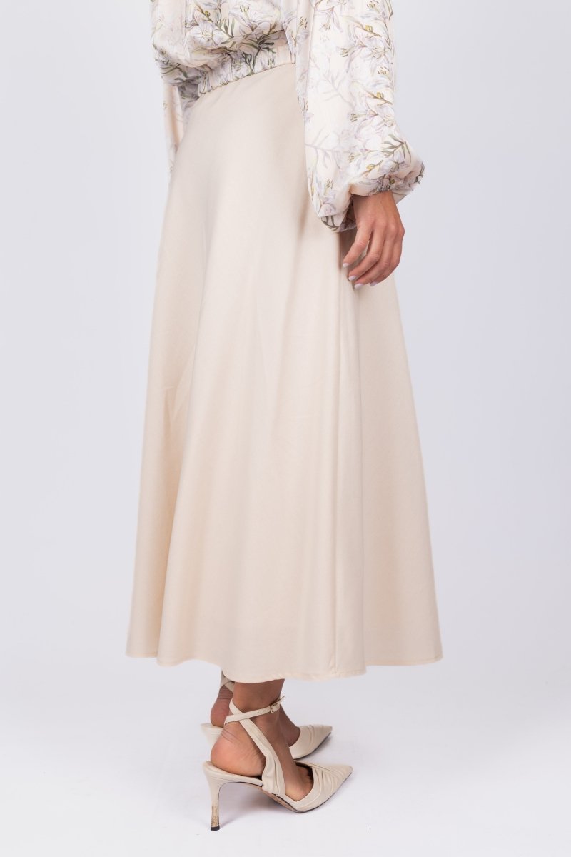 DAKOTA Ivory Solid Maxi Skirt for Women - Flowy Boho Skirt with Elastic Waist, Perfect for Beach, Vacation & Summer Outfits